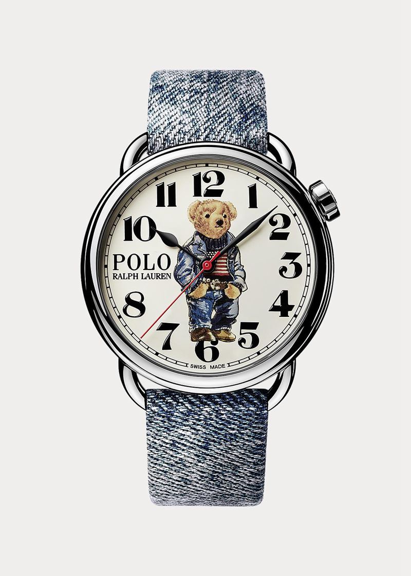 Relojes Polo Ralph Lauren Mujer 42 Mm Denim Flag Polo Bear Watch Chile Blancas UIRWG-5497